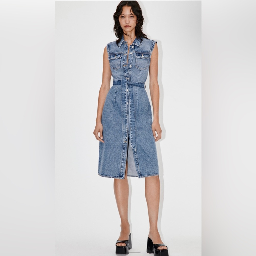 NWT ZARA Denim Midi Dress